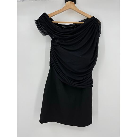 SER.O.YA | NWT Selma Mini Crepe Dress in Black Mesh Overlay M - Picture 6 of 16